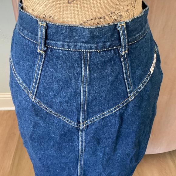 Vintage Denim Midi Skirt pencil straight seamed Y2K 90’s western festival Small - Picture 14 of 15